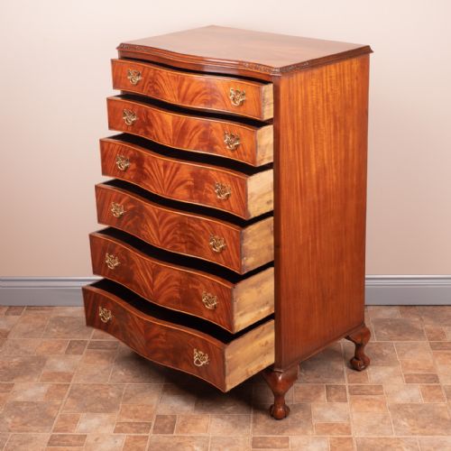 SERPENTINE FRONTED TALL MAHOGANY CHEST OF DRAWERS - ADDITIONAL PHOTO 10