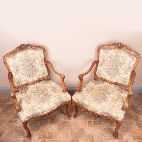 19THC PAIR OF FRENCH WALNUT FAUTEUILSARMCHAIRS - ADDITIONAL PHOTO 1
