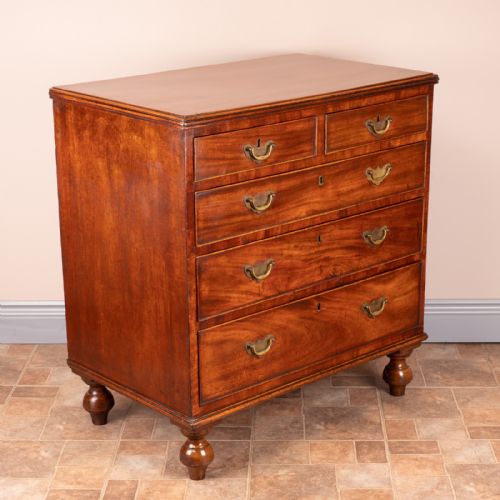 SMALL 19THC MAHOGANY CHEST OF DRAWERS - ADDITIONAL PHOTO 2
