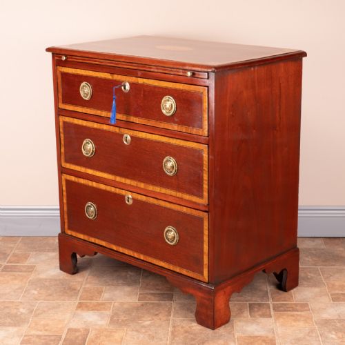 SMALL EDWARDIAN INLAID MAHOGANY CHEST OF DRAWERS - ADDITIONAL PHOTO 2