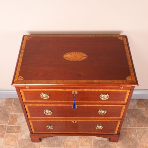 SMALL EDWARDIAN INLAID MAHOGANY CHEST OF DRAWERS - ADDITIONAL PHOTO 3