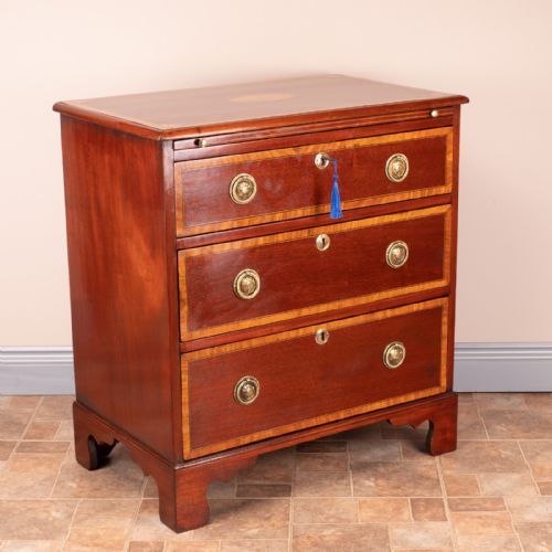 SMALL EDWARDIAN INLAID MAHOGANY CHEST OF DRAWERS - ADDITIONAL PHOTO 5