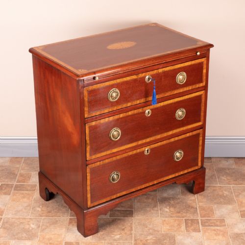 SMALL EDWARDIAN INLAID MAHOGANY CHEST OF DRAWERS - ADDITIONAL PHOTO 6