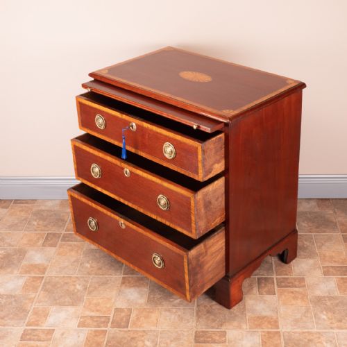 SMALL EDWARDIAN INLAID MAHOGANY CHEST OF DRAWERS - ADDITIONAL PHOTO 8