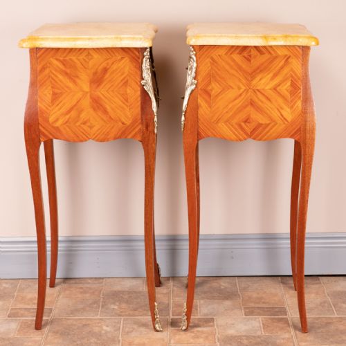 PAIR OF FRENCH MARBLE TOPPED BEDSIDE CHESTS - ADDITIONAL PHOTO 7