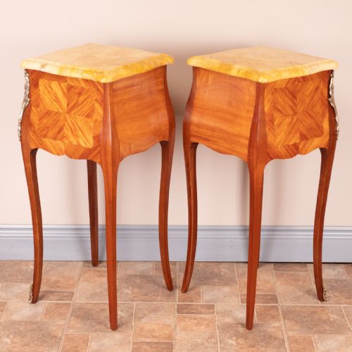 PAIR OF FRENCH MARBLE TOPPED BEDSIDE CHESTS - ADDITIONAL PHOTO 10