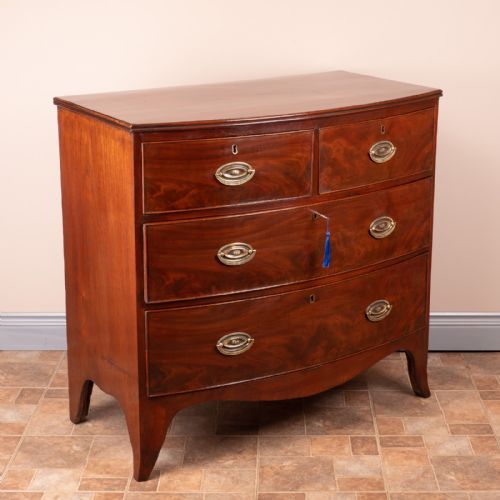 19THC MAHOGANY BOW FRONTED CHEST OF DRAWERS - ADDITIONAL PHOTO 4
