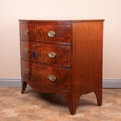 19THC MAHOGANY BOW FRONTED CHEST OF DRAWERS - ADDITIONAL PHOTO 6
