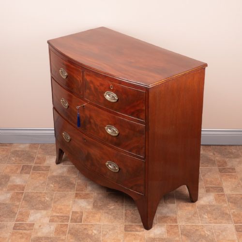 19THC MAHOGANY BOW FRONTED CHEST OF DRAWERS - ADDITIONAL PHOTO 7