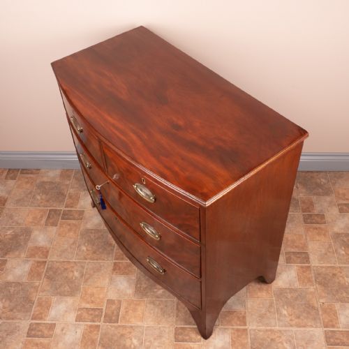 19THC MAHOGANY BOW FRONTED CHEST OF DRAWERS - ADDITIONAL PHOTO 8