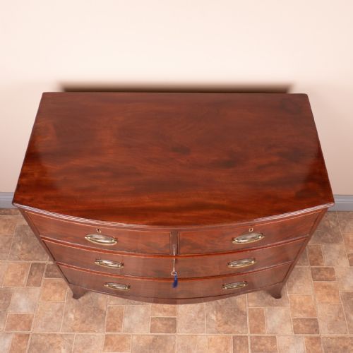 19THC MAHOGANY BOW FRONTED CHEST OF DRAWERS - ADDITIONAL PHOTO 10