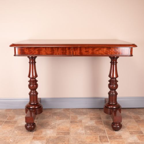 19THC GOOD QUALITY MAHOGANY TWO DRAWER LIBRARY WRITING TABLE - ADDITIONAL PHOTO 1