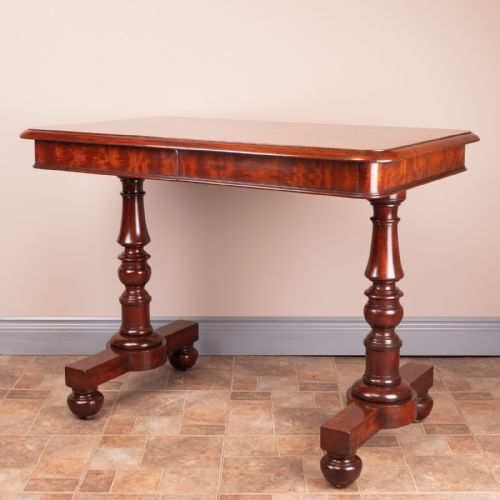 19THC GOOD QUALITY MAHOGANY TWO DRAWER LIBRARY WRITING TABLE - ADDITIONAL PHOTO 2