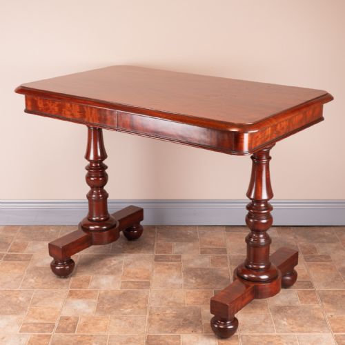 19THC GOOD QUALITY MAHOGANY TWO DRAWER LIBRARY WRITING TABLE - ADDITIONAL PHOTO 3