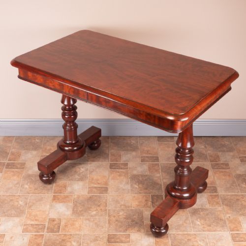 19THC GOOD QUALITY MAHOGANY TWO DRAWER LIBRARY WRITING TABLE - ADDITIONAL PHOTO 4