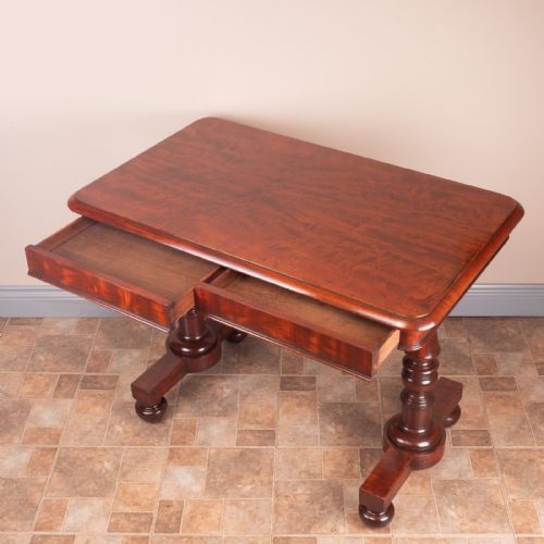19THC GOOD QUALITY MAHOGANY TWO DRAWER LIBRARY WRITING TABLE - ADDITIONAL PHOTO 5