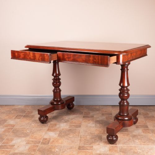 19THC GOOD QUALITY MAHOGANY TWO DRAWER LIBRARY WRITING TABLE - ADDITIONAL PHOTO 6