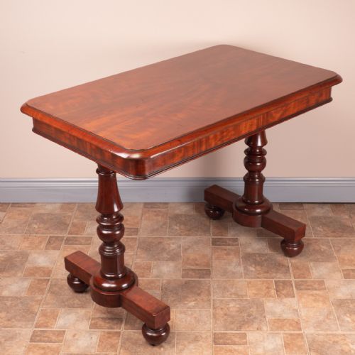 19THC GOOD QUALITY MAHOGANY TWO DRAWER LIBRARY WRITING TABLE - ADDITIONAL PHOTO 9
