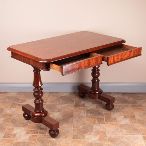 19THC GOOD QUALITY MAHOGANY TWO DRAWER LIBRARY WRITING TABLE - ADDITIONAL PHOTO 16