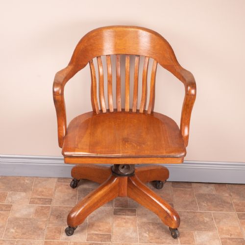 OAK REVOLVING OFFICE DESK CHAIR - ADDITIONAL PHOTO 1