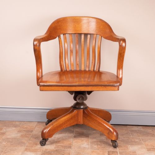 OAK REVOLVING OFFICE DESK CHAIR - ADDITIONAL PHOTO 2