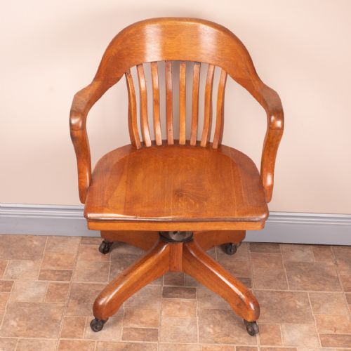 OAK REVOLVING OFFICE DESK CHAIR - ADDITIONAL PHOTO 3