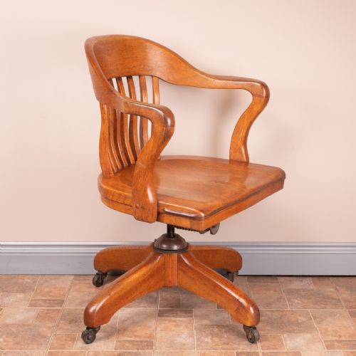 OAK REVOLVING OFFICE DESK CHAIR - ADDITIONAL PHOTO 4