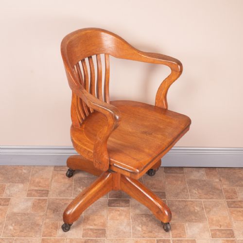 OAK REVOLVING OFFICE DESK CHAIR - ADDITIONAL PHOTO 5