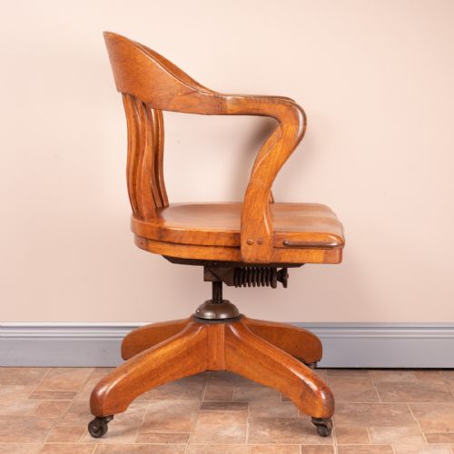 OAK REVOLVING OFFICE DESK CHAIR - ADDITIONAL PHOTO 6