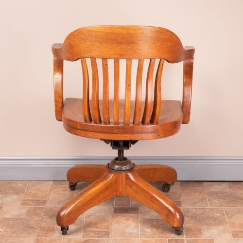 OAK REVOLVING OFFICE DESK CHAIR - ADDITIONAL PHOTO 8