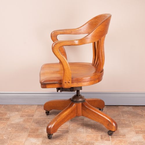 OAK REVOLVING OFFICE DESK CHAIR - ADDITIONAL PHOTO 10