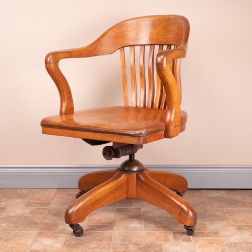 OAK REVOLVING OFFICE DESK CHAIR - ADDITIONAL PHOTO 11