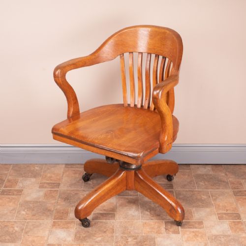 OAK REVOLVING OFFICE DESK CHAIR - ADDITIONAL PHOTO 12