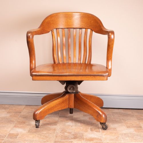 OAK REVOLVING OFFICE DESK CHAIR - ADDITIONAL PHOTO 13