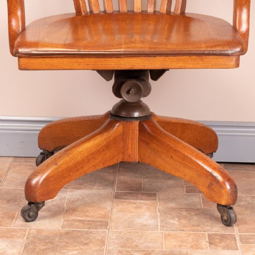 OAK REVOLVING OFFICE DESK CHAIR - ADDITIONAL PHOTO 14