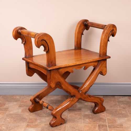 PAIR OF FRENCH FRUITWOOD HALL BENCHES - ADDITIONAL PHOTO 9