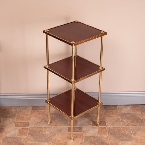 French Mahogany & Brass Etagere Whatnot