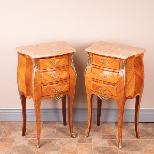 pair of french tulipwood bedsides - CATEGORY: ANTIQUE CUPBOARDS - DATED 1920