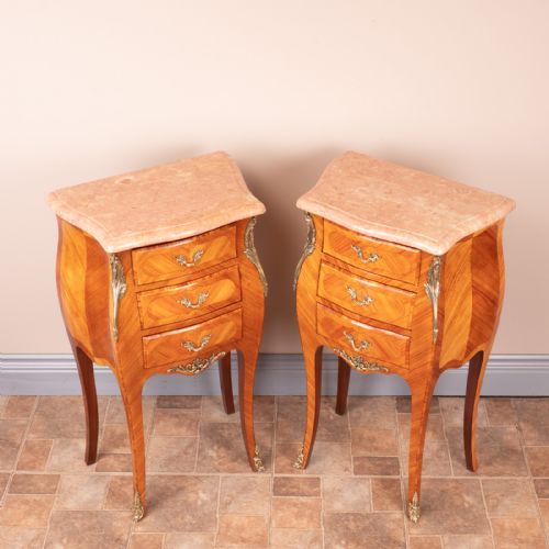 PAIR OF FRENCH TULIPWOOD BEDSIDES - ADDITIONAL PHOTO 1