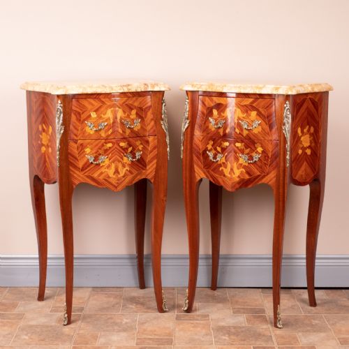 PAIR OF FRENCH MARQUETRY BEDSIDES - ADDITIONAL PHOTO 1