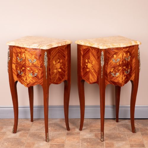 PAIR OF FRENCH MARQUETRY BEDSIDES - ADDITIONAL PHOTO 4