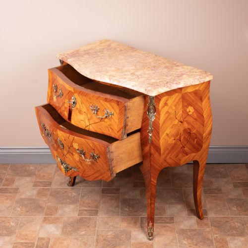 FRENCH MARQUETRY BOMBE COMMODE CHEST OF DRAWERS - ADDITIONAL PHOTO 6