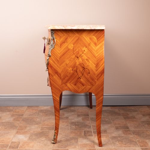 FRENCH MARQUETRY BOMBE COMMODE CHEST OF DRAWERS - ADDITIONAL PHOTO 7