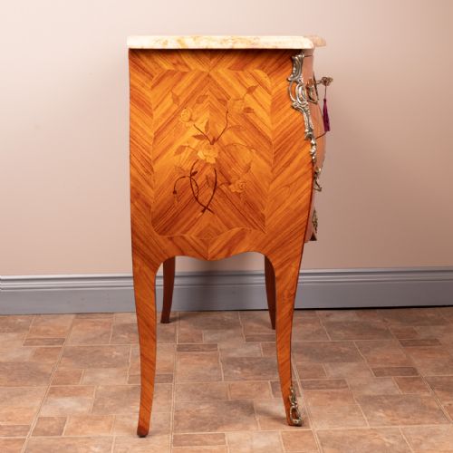 FRENCH MARQUETRY BOMBE COMMODE CHEST OF DRAWERS - ADDITIONAL PHOTO 9