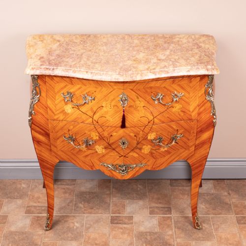 FRENCH MARQUETRY BOMBE COMMODE CHEST OF DRAWERS - ADDITIONAL PHOTO 11
