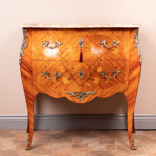FRENCH MARQUETRY BOMBE COMMODE CHEST OF DRAWERS - ADDITIONAL PHOTO 12