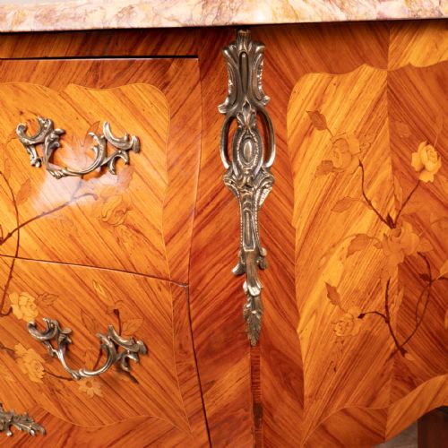 FRENCH MARQUETRY BOMBE COMMODE CHEST OF DRAWERS - ADDITIONAL PHOTO 14