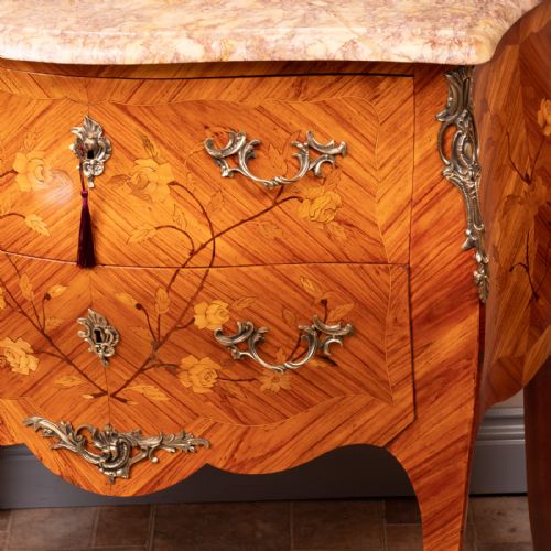 FRENCH MARQUETRY BOMBE COMMODE CHEST OF DRAWERS - ADDITIONAL PHOTO 19