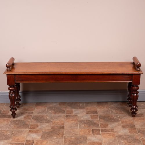 19THC MAHOGANY HALL BENCH - ADDITIONAL PHOTO 1