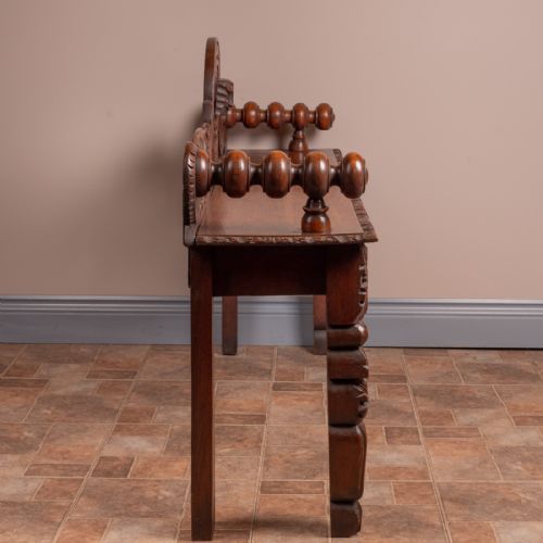 VICTORIAN CARVED OAK HALL BENCH - ADDITIONAL PHOTO 5